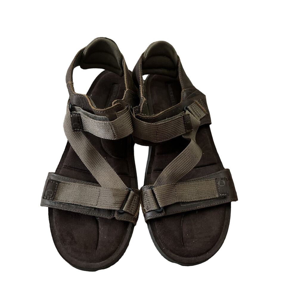 Merrell Mens Brown J91517 Dark Earth Leather‎ Strappy Sport Sandal Size US 8